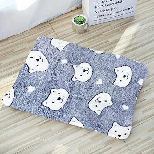 NIQIU Atmungsaktives Katzenbett Square Pet Mat Coral Fleece Bett für Katzen Hunde Flanell Pfote Fußabdruck Waschbar Pet Nest Zwinger Katzenzubehör-Bär-1,48x34cm,China von NIQIU