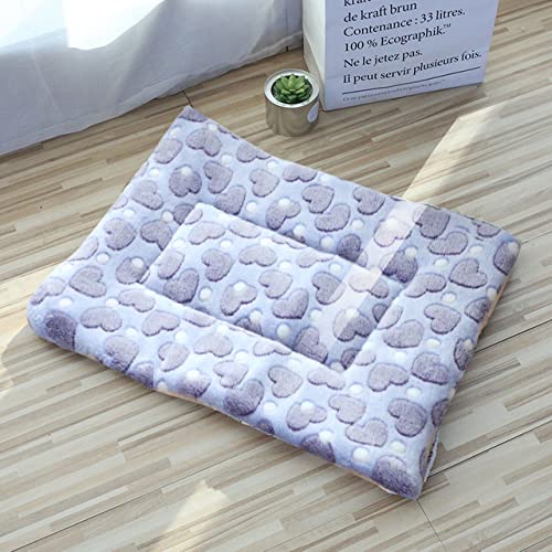 NIQIU Atmungsaktives Katzenbett Square Pet Mat Coral Fleece Bett für Katzen Hunde Flanell Pfote Fußabdruck Waschbar Pet Nest Zwinger Katzenzubehör-Blaue Herzen-12,48x34cm,China von NIQIU