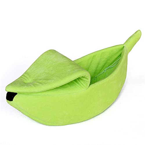 NIQIU Banana Cat Bed House Cute Banana Puppy Cushion Zwinger Warm Soft Pet Cat Supplies Matte Betten für Katzen Kätzchen Kätzchen Bett-Waldgrün,40x15x10cm von NIQIU