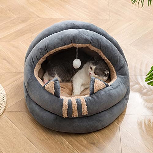 NIQIU Designer niedliches Haustierbett für Katzen Ratten Welpen Hunde Winter Dicke Liege für Katzen Halbgeschlossenes Haus für Katzen Produkte-Farbe 1,L von NIQIU