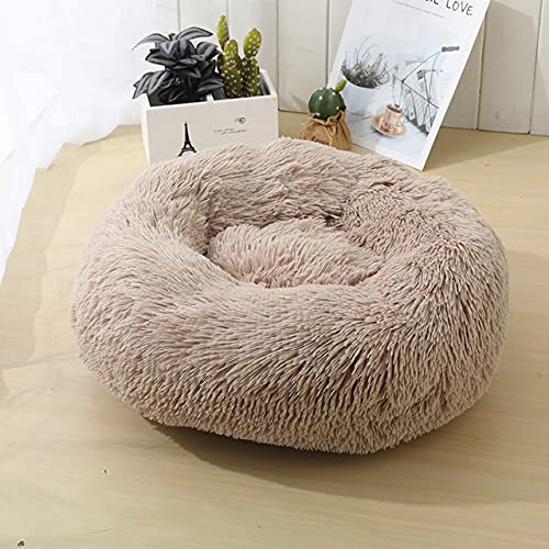 NIQIU Die Neue runde weiche Lange Plüsch Katzenmatte Winter Warmer Schlaf Reißverschluss Waschbar Hund Katzenbett Matte Haus Nest Haustier Kissen Für Kitty Puppy-2,M-50cm von NIQIU