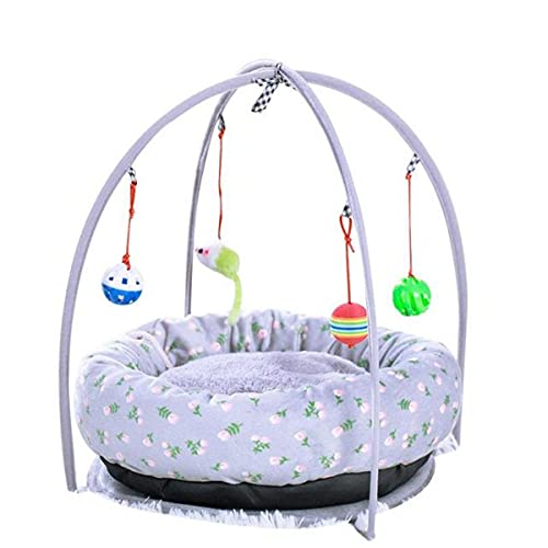 NIQIU Four Seasons Universal Hundenest Katzenbett Abnehmbarer Katzenhaus Zwinger Multifunktionales Spielzeug Höhle Haustier Kissenmatten Katzenmatratze-grau,L(43x52x14cm) von NIQIU