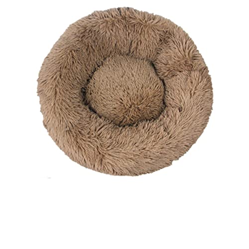 NIQIU Großes langes Plüsch Super weiches Haustierbett Rundes Katzenbett Haus Katzenhütte Schlafsack Welpen Kissen Matte Katzenbedarf Matte Sofa Kissen-Kaffee,S 50cm,China von NIQIU