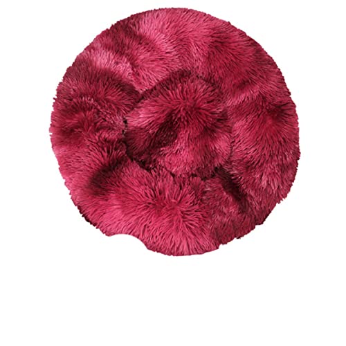 NIQIU Großes langes Plüsch Super weiches Haustierbett Rundes Katzenbett Haus Katzenhütte Schlafsack Welpen Kissen Matte Katzenbedarf Matte Sofa Kissen-Regenbogen Rot,L 70cm,China von NIQIU