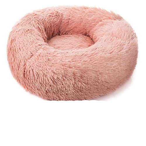 NIQIU Großes langes Plüsch Super weiches Haustierbett Rundes Katzenbett Haus Katzenhütte Schlafsack Welpen Kissen Matte Katzenbedarf Matte Sofa Kissen-Rosa,XXL 90cm,China von NIQIU