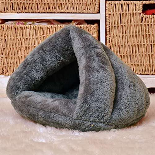 NIQIU Haustierbett Weiches Warmes Nest Zwinger Schlafsack Matte Pad Zelt für Katze Hund Höhlenhaus Waschbar Plüsch Tiefschlaf Katzenstreu Matte-grau,50X50cm von NIQIU