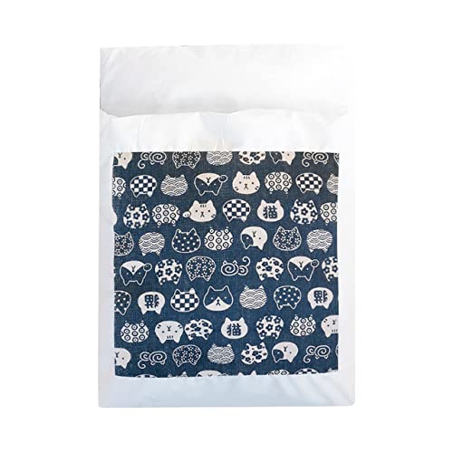 NIQIU Japanisches Katzenbett Warmer Katzenschlafsack Tiefschlaf Winter Abnehmbares Haustier Hundebett Haus Katzen Nest Kissen mit Kissen-Blaues Kätzchen,L 65x50cm von NIQIU