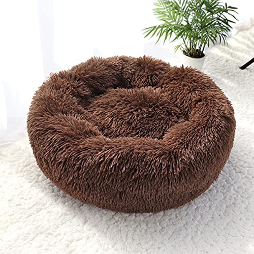 NIQIU Katzen-Hundebett Weicher Plüsch Langer Plüsch Bestes Haustier-Hundebett für Hunde Produkte Nest Winter Warm Schlafende Katze Haustier-Bett-Matte Katze Haus-Braun,60cm von NIQIU