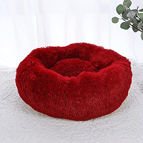 NIQIU Katzen-Hundebett Weicher Plüsch Langer Plüsch Bestes Haustier-Hundebett für Hunde Produkte Nest Winter Warm Schlafende Katze Haustier-Bett-Matte Katzenhaus-Rot,100cm von NIQIU