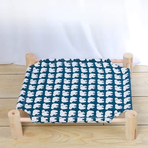 NIQIU Katzen- und Hundebett Feuchtigkeitsbeständig zu Allen Jahreszeiten Katzennest Tragbares Hundebett aus Massivholz Kaninchen Kleine Hundehütte Waschbare Leinwand Haustierbett-blau,53x48x13cm von NIQIU