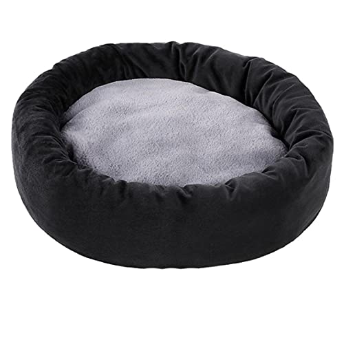 NIQIU Katzenbett Haus Weiche Katzen Plüschkissen Katzenzubehör Bett für Kätzchen Welpen rutschfeste wasserdichte Unterseite Haustierprodukte Kissen-Schwarz,M 50x50x12cm von NIQIU