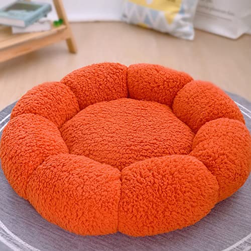 NIQIU Katzenbett Winter Warmer Plüsch runde Blume Katze Isomatte Winter Dickes Haustierbett-Rot,45cm von NIQIU