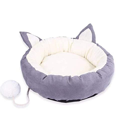 NIQIU Katzenbett abnehmbar Four Seasons General Pet Matratze rund atmungsaktiv schönes Katzenbett Kleiner Hund Luxusbett Katzenhaus Heimtierbedarf-Grau,XL von NIQIU