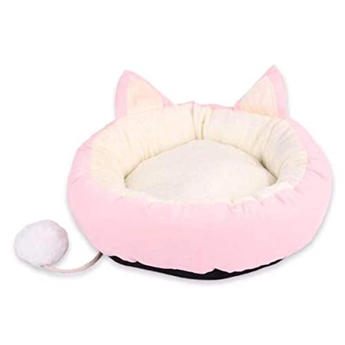 NIQIU Katzenbett abnehmbar Four Seasons General Pet Matratze rund atmungsaktiv schönes Katzenbett Kleiner Hund Luxusbett Katzenhaus Heimtierbedarf-Rosa,L von NIQIU