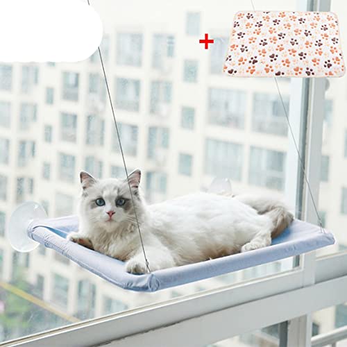 NIQIU Katzenhängematte Haustier Hängende Schlafbetten Katze Ruhesitz Barsch Fenster Hängemattenhalterung Haustier Bequeme Katze Haustierbett Lager 20kg-Blau und Decke,China von NIQIU