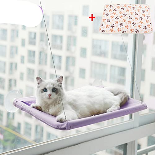 NIQIU Katzenhängematte Haustier Hängende Schlafbetten Katze Ruhesitz Barsch Fenster Hängemattenhalterung Haustier Bequeme Katze Haustierbett Lager 20kg-Lila und Decke,China von NIQIU