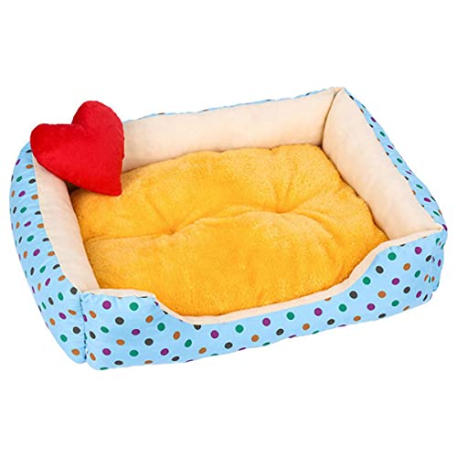 NIQIU Neu Haustierbett Haus Hundesofa Schlafen Betten Matte Katzenkissen Warm Gemütlich Weicher Plüsch Nest-Hellgelb,S 45X35X8CM von NIQIU