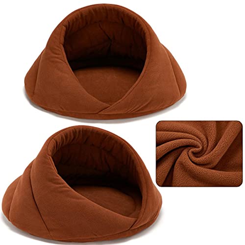 NIQIU Neuestes warmes Hundebett Haustier Hundehütte Weiches Geeignetes Fleece Katze Hundebett Haus für Hundekissen Katzenschlafsack Nest -Braun,S von NIQIU