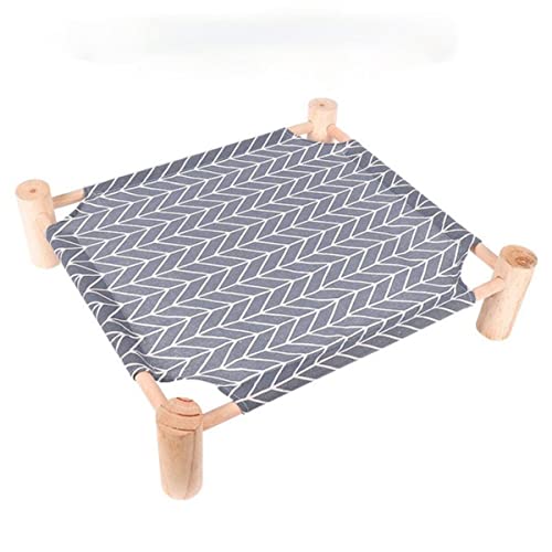 NIQIU New Durable Canvas Cat Bed House Erhöhte Katzenhängematten Kissen Holz Canvas Cat Lounge Bed für kleine Hunde Katzenhaus Haustierprodukte-Graues Bett B,China von NIQIU