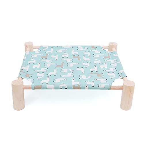 NIQIU New Durable Canvas Cat Bed House Erhöhte Katzenhängematten Kissen Holz Canvas Cat Lounge Bed für kleine Hunde Katzenhaus Haustierprodukte-Grünes Bett,China von NIQIU