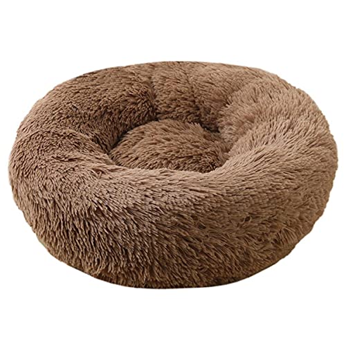 NIQIU Runde Katzenbetten Haus Weicher Langer Plüsch Bestes Haustier Hundebett für Hunde Korb Haustierprodukte Kissen Katzenbett Matte Tiere Schlafsofa-E,60cm von NIQIU