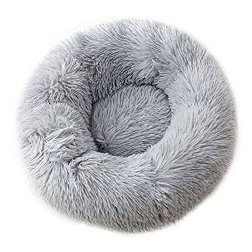 NIQIU Runder Langer Plüsch Katzenbett Haus Hundematte Winter Warmes Schlafnest Weicher Korb Haustier Kissen Tragbare Hundehütte Welpen Sofa Liefert-grau,70cm,China von NIQIU