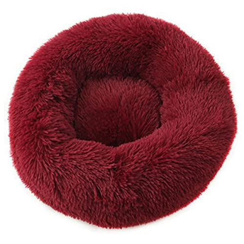 NIQIU Runder Langer Plüsch Katzenbett Haus Hundematte Winter Warmes Schlafnest Weicher Korb Haustier Kissen Tragbare Hundehütte Welpen Sofa Liefert-rot,60cm,China von NIQIU