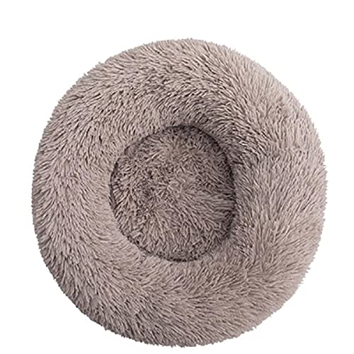 NIQIU Runder Langer Plüsch Katzenbett Haus Hundematte Winter Warmes Schlafnest Weicher Korb Haustier Kissen Tragbare Hundehütte Welpen Sofa Zubehör-braun,50cm,China von NIQIU