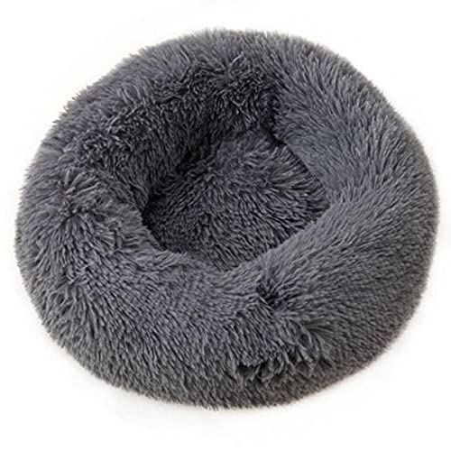 NIQIU Runder Langer Plüsch Katzenbett Haus Hundematte Winter Warmes Schlafnest Weicher Korb Haustier Kissen Tragbarer Zwinger Welpen Sofa Liefert-drak grau,70cm,China von NIQIU