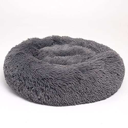 NIQIU Rundes Katzenbett Haus Weicher Langer Plüsch Bestes Haustier Hundebett für Hunde Korb Haustierprodukte Kissen Katze Haustier Bett Matte Katzenhaus Tiere Sofa-Grau,60cm von NIQIU