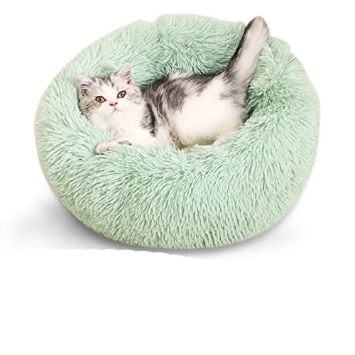 NIQIU Super Weiches Langes Plüsch Katzenbett Haustier Matte Haus Hundebett Winter Warm Schlafende Katzen Nest Rundes Katzenkissen Komfortable Heimtierbedarf-05 Grün,M 50CM,China von NIQIU