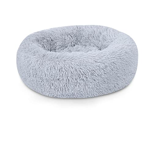 NIQIU Super weiche Lange Plüsch-warme Haustier-Matte niedliche leichte Zwinger-Katzen-Schlafkorb-Bett rund flauschig Bequeme Berührungs-Haustierprodukte-Grau,80CM von NIQIU