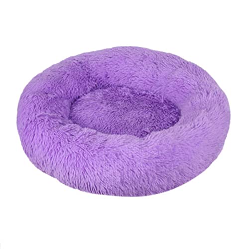 NIQIU Super weiches Haustierbett Zwinger Hund runder Winter Warmer Schlafsack Sofa langes Plüsch Welpenkissen tragbare Katzenbedarf Tropfenverschiffen-Lila,100cm von NIQIU