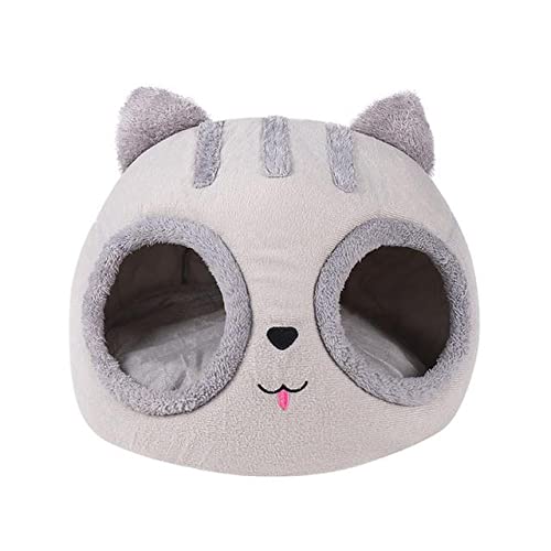 NIQIU Warme Katze Nesk Round Pets Sleeping Cave Kätzchenbetten und Häuser Weiche Kätzchenliege Katzenkopfförmige Haustierkätzchenhütte-30x35cm,Vereinigte Staaten von NIQIU