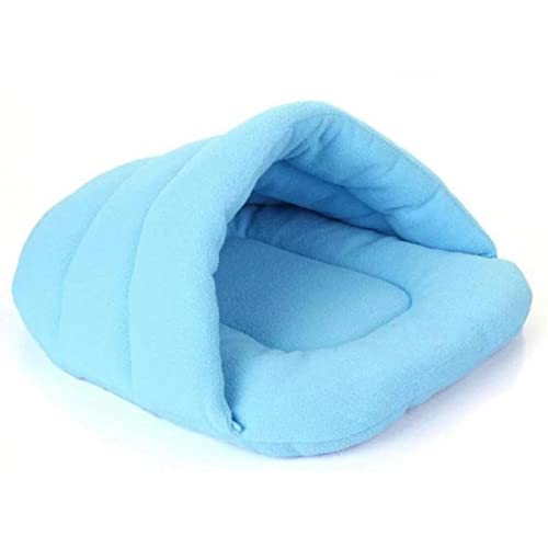 NIQIU Warmes Katzenbett Höhlenhaus Hausschuhe Betten Hund Kätzchen Matte Nest Zwinger Weiches Sofa Schlafsack Matten Kissen Für Katzen Hundebedarf-blau,XS von NIQIU