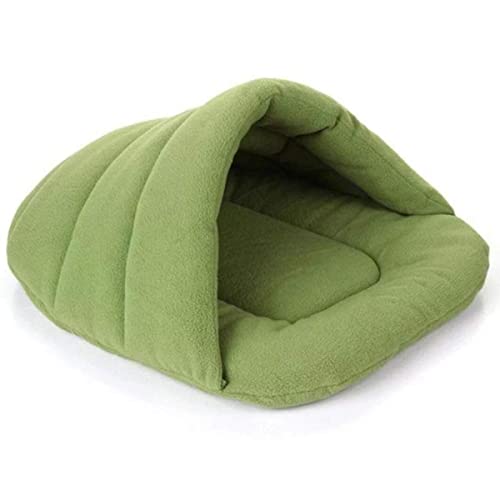 NIQIU Warmes Katzenbett Höhlenhaus Hausschuhe Betten Hund Kätzchen Matte Nest Zwinger Weiches Sofa Schlafsack Matten Kissen Für Katzen Hundebedarf-grün,XS von NIQIU