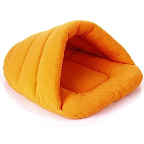 NIQIU Warmes Katzenbett Höhlenhaus Hausschuhe Betten Hund Kätzchen Matte Nest Zwinger Weiches Sofa Schlafsack Matten Kissen Für Katzen Hundebedarf-orange,M von NIQIU