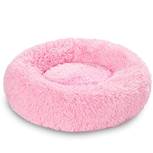 NIQIU Weicher Langer Plüsch Bestes Haustierbett Flauschiges Hundebett XXL XL für große Hunde Runde Katzenmatte Waschbares Haustierzubehör-Rosa,L-70CM,Frankreich von NIQIU