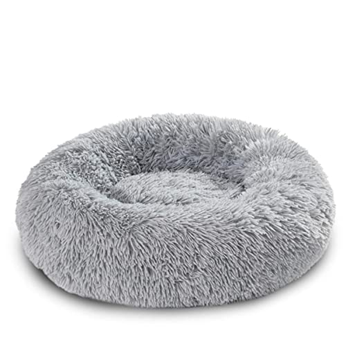 NIQIU Weicher Langer Plüsch Bestes Haustierbett Fluffy Hundebett XXL XL für große Hunde Runde Katzenmatte Waschbares Haustierproduktzubehör-Hellgrau,S-50CM,China von NIQIU