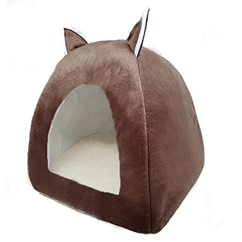 NIQIU Winter Katzennest Mehrzweckzelt Kätzchen Katzenbett rutschfest Wasserdicht Faltbar Plüsch Baumwolle Matte-Braun,L 40cm 40cm 46cm von NIQIU