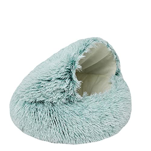 NIQIU Winter Lange Plüsch Haustier Nest Katzenbett Rundes Katzenkissen Katzenhaus Warmer Katzenkorb Katzenschlafsack Welpenzwinger Für Kleine Hunde Katze-Grün,50x50cm von NIQIU