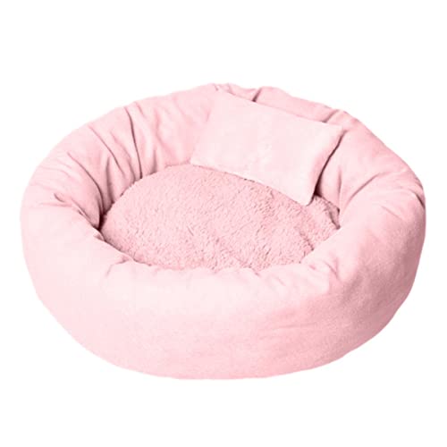 NIQIU Winter Warm Runder Fleece Hund Katzenbett Haus Universal rutschfeste Warme Weiche Haustier Welpen Kätzchen Schlafkissen Zwinger Mit Kissen-Rosa,XXL,China von NIQIU