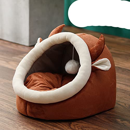 Nettes Katzenbett Warmer Haustierkorb Schönes Katzenhaus Weiche Dicke Matte Für Katzen- oder Welpenmattenbeutel Maschinenwaschbar-BRAUN Buffalo,L von NIQIU