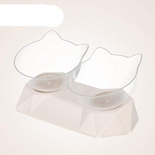 Neue rutschfeste Doppel-Katzenschüssel Hundenapf mit Ständer Tierfütterung Katzenwasserschale für Katzenfutter Hundenäpfe für Hundefutter Home Cat Bowl-White von NIQIU