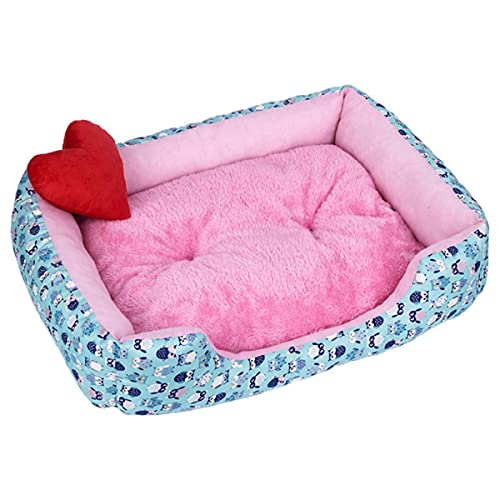 Neues Haustierbett Haus Hundesofa Schlafen Betten Matte Katzenkissen Warm Gemütlich Weicher Plüsch Nest-Rose Farbe,L 65X55X13CM von NIQIU