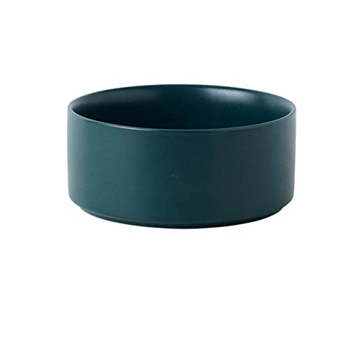 Niedliche Keramik Pet Bowl Katzenwelpen Fütterungszubehör Doppelschalen Hundefutter Wasserzufuhr Mit Holzregal Halsschutz Katzenschale-grüne Schüssel, M Durchmesser 15,5 cm von NIQIU