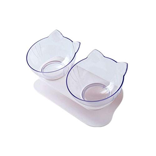 Pet Adjustable Tilting Bowl Cats Hunde füttern Futter Wasserbehälter Einzelne Doppelschalen Transparente Ohrform P9YB-B von NIQIU