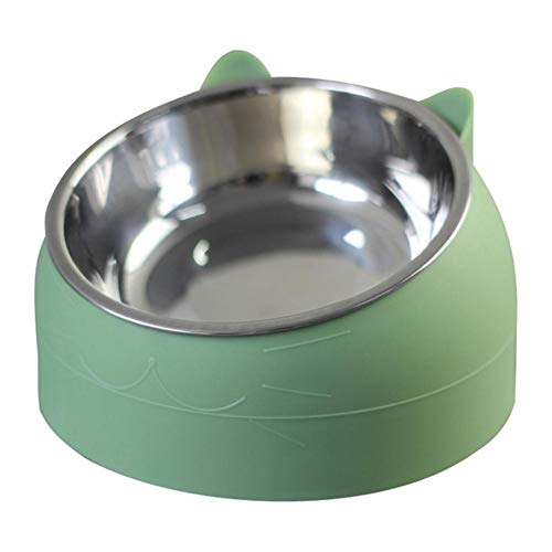 Pet Cat Bowl Edelstahl 15 Grad gekippt Schutzhals Hund Cat Feeder Tiernahrung Wasserfütterungsschale für Welpen Cat Supplies-grün, 200ML, USA von NIQIU