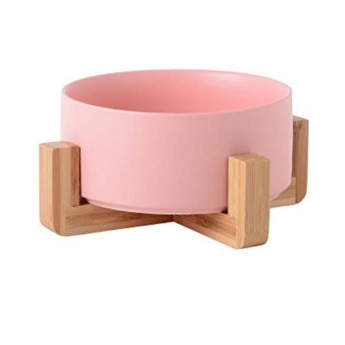 Pet Cat Bowl Futter Wasserzufuhr Langlebige Mehrfarbenoption Doppelte Haustierschalen mit Holzständer für Hundefuttermittel Produktzubehör-Pink, M. von NIQIU