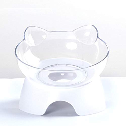 Pet Cat Bowls mit Ständer rutschfeste Doppelkatzenschale Wasserfutterautomat Transparente Katzenohrform Abgerundet für Welpenkatzenbedarf - Einzelschale, China von NIQIU